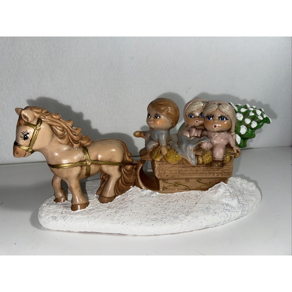 Ceramic MUSICAL HOBBYIST Sleigh Ride CHRISTMAS TREE Vintage Byron Mold‎ Figurine
